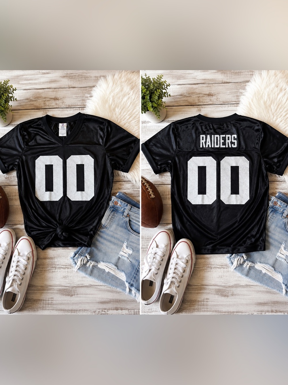 NFL Team Apparel Women Raiders V Neck Jersey Black Gray 00 Vegas Football M
